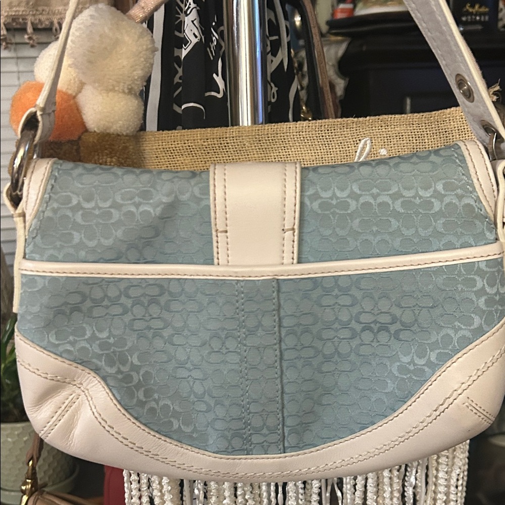 Coach Vintage Soho Y2K Blue-White Shoulder bag. - Picture 11 of 14